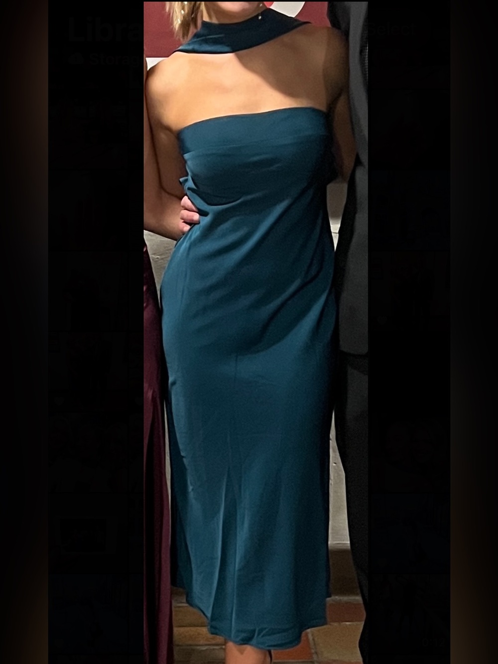 Teal Strapless Satin Dress